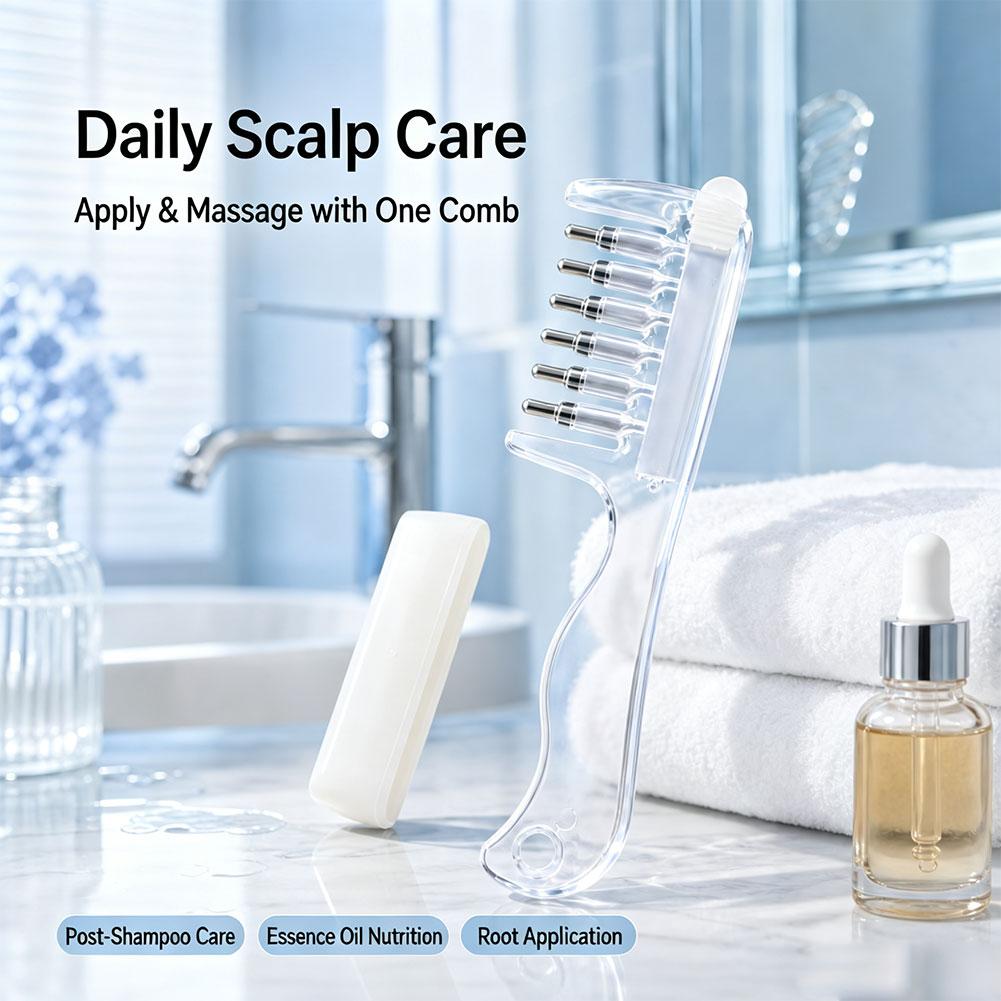 Hair Care - Transparenter Haarwurzelkamm, Flüssigkeitsapplikator, Kopfhautmassagekamm, Haaröl-Serum-Bürste, auslaufsicheres