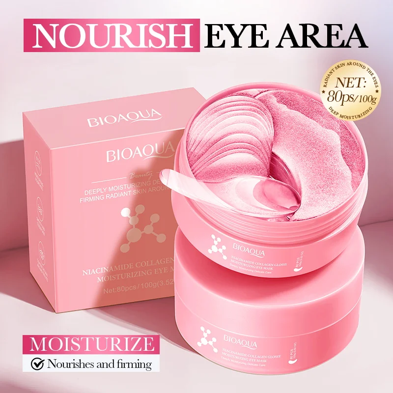 Collagen Under Eye Patches - 80 Stück Niacinamid-Kollagen-Augenmasken gegen Schwellungen, Falten,