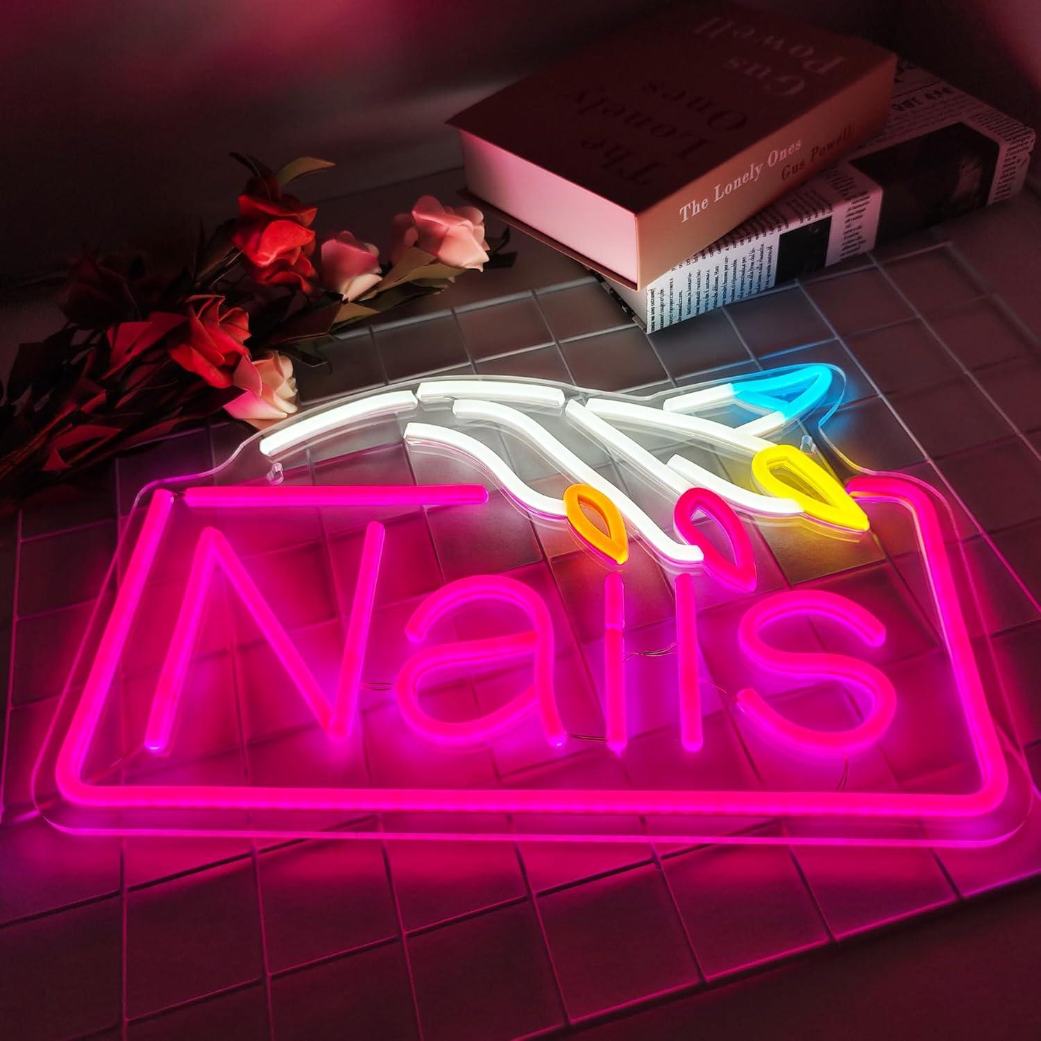 Nagel-Neonschild USB Dimmbare  – Nail Art Bewertung und Preis
